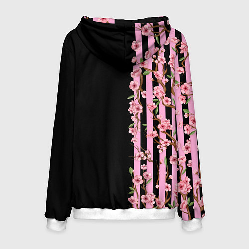 Мужская толстовка Сакура и полосы / 3D-Белый – фото 2