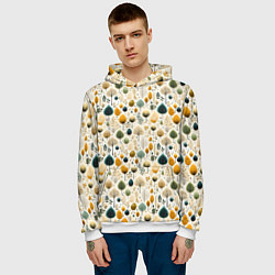 Толстовка-худи мужская Паттерн разные деревья и кустарники, цвет: 3D-белый — фото 2