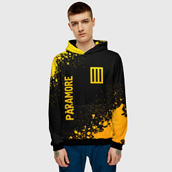 Толстовка-худи мужская Paramore - gold gradient вертикально, цвет: 3D-черный — фото 2