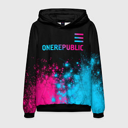 Толстовка-худи мужская OneRepublic - neon gradient посередине, цвет: 3D-черный