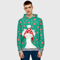 Толстовка-худи мужская Лама - альпака с леденцами, цвет: 3D-меланж — фото 2