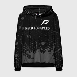 Толстовка-худи мужская Need for Speed glitch на темном фоне посередине, цвет: 3D-черный