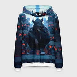 Толстовка-худи мужская Демон и черепа, цвет: 3D-белый