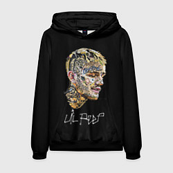 Толстовка-худи мужская Lil Peep mosaic rap, цвет: 3D-черный