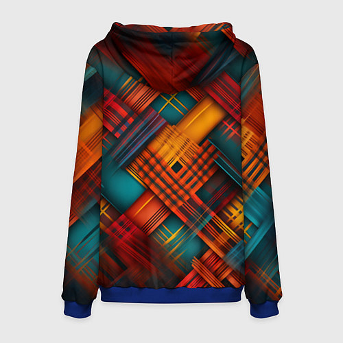 Мужская толстовка Разноцветная клетка в шотландском стиле / 3D-Синий – фото 2
