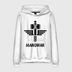 Толстовка-худи мужская Manowar glitch на светлом фоне, цвет: 3D-белый