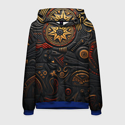 Толстовка-худи мужская Абстрактный узор в славянской стилистике, цвет: 3D-синий
