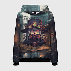 Толстовка-худи мужская Стимпанк девушка, цвет: 3D-черный