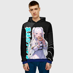 Толстовка-худи мужская Фрирен кушает пончик, цвет: 3D-синий — фото 2