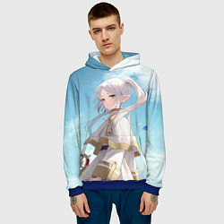 Толстовка-худи мужская Фрирен и небо - эльфийка, цвет: 3D-синий — фото 2