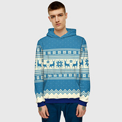 Толстовка-худи мужская Sweater with deer on a blue background, цвет: 3D-синий — фото 2