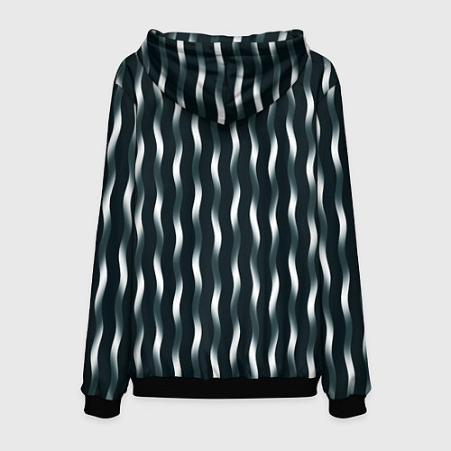 Мужская толстовка Переливающиеся волны тёмно-зелёный / 3D-Черный – фото 2
