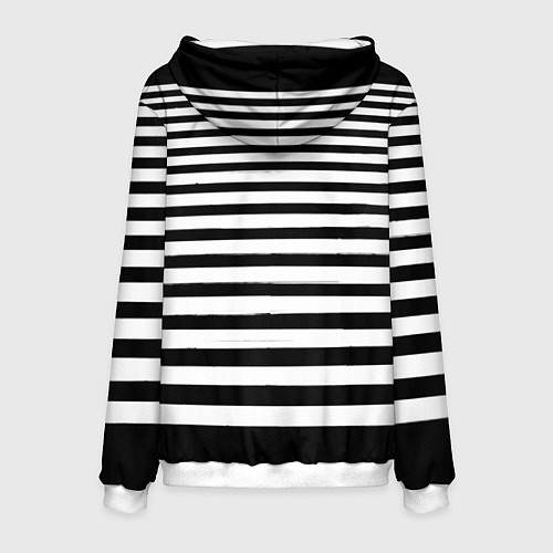 Мужская толстовка Силуэт на чёрно белом полосы / 3D-Белый – фото 2