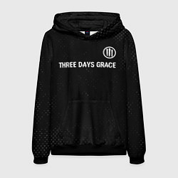 Толстовка-худи мужская Three Days Grace glitch на темном фоне посередине, цвет: 3D-черный