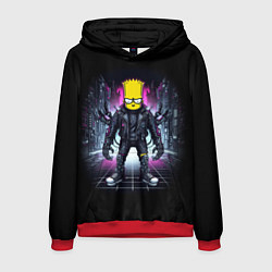 Толстовка-худи мужская Cool Bart Simpson - cyberpunk - ai art, цвет: 3D-красный