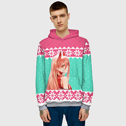 Толстовка-худи мужская Новогодний свитер Пауэр, цвет: 3D-меланж — фото 2