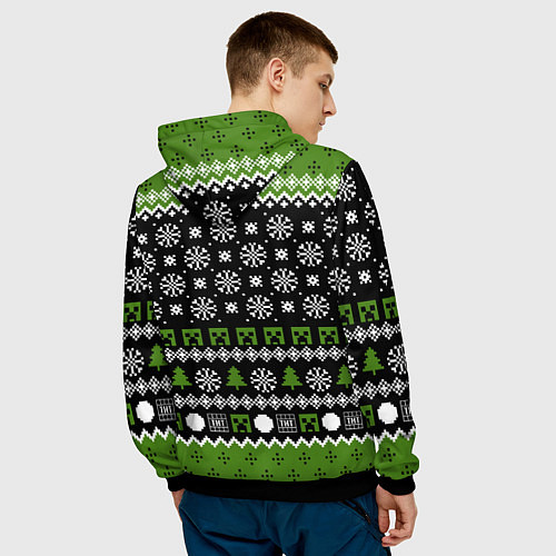 Мужская толстовка Minecraft christmas sweater / 3D-Черный – фото 4