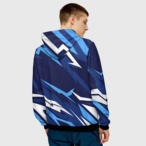 Мужская толстовка Вольво - синяя абстракция / 3D-Черный – фото 4