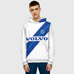 Толстовка-худи мужская Volvo - white and blue, цвет: 3D-белый — фото 2