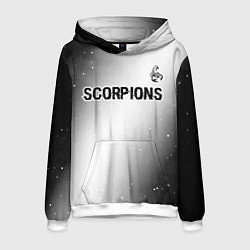 Толстовка-худи мужская Scorpions glitch на светлом фоне посередине, цвет: 3D-белый