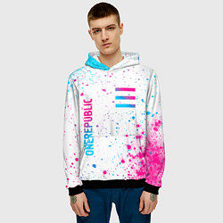 Толстовка-худи мужская OneRepublic neon gradient style вертикально, цвет: 3D-черный — фото 2