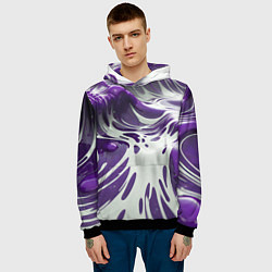 Толстовка-худи мужская Бело-фиолетовая краска, цвет: 3D-черный — фото 2