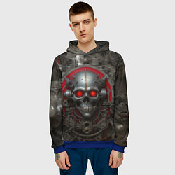Толстовка-худи мужская Металлический череп, цвет: 3D-синий — фото 2
