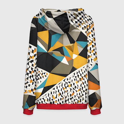 Мужская толстовка Красные жёлтые и чёрные треугольники / 3D-Красный – фото 2