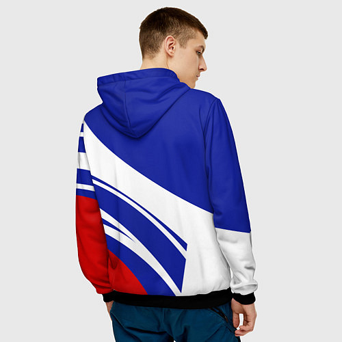 Мужская толстовка Герб России на абстрактных полосах / 3D-Черный – фото 4