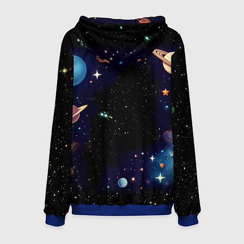 Мужская толстовка Крутой котик в открытом космосе - нейросеть / 3D-Синий – фото 2