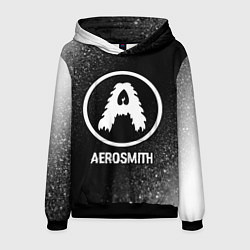 Толстовка-худи мужская Aerosmith glitch на темном фоне, цвет: 3D-черный