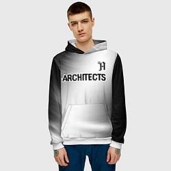 Толстовка-худи мужская Architects glitch на светлом фоне посередине, цвет: 3D-белый — фото 2