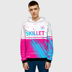 Толстовка-худи мужская Skillet neon gradient style посередине, цвет: 3D-черный — фото 2