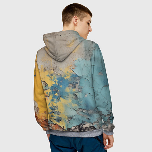 Мужская толстовка Гранжевая стена с краской / 3D-Меланж – фото 4