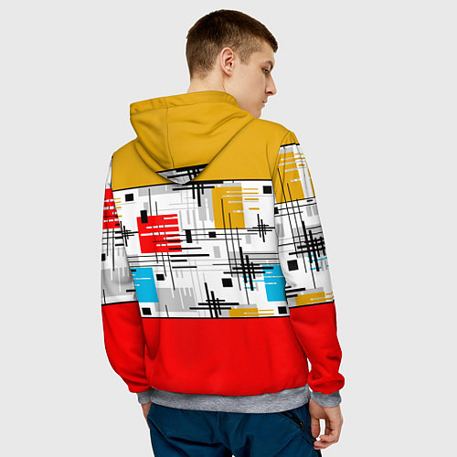 Мужская толстовка Узор красного горчичного цвета / 3D-Меланж – фото 4