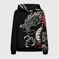 Толстовка-худи мужская Japanese dragon - irezumi - art, цвет: 3D-черный