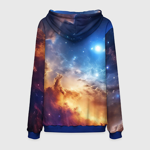 Мужская толстовка Оранжевая небула космос / 3D-Синий – фото 2