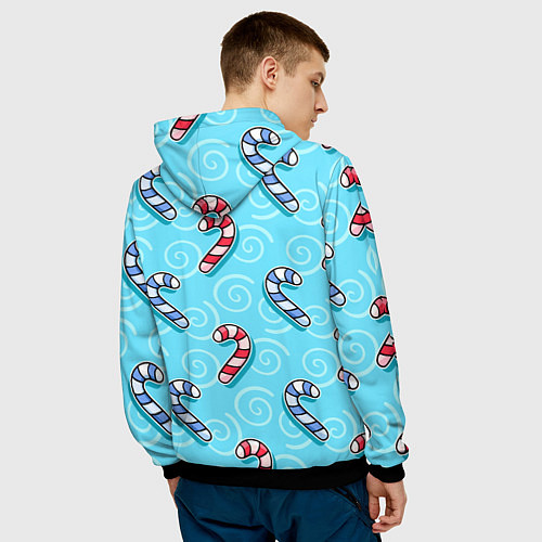 Мужская толстовка Новогодний леденец трость / 3D-Черный – фото 4