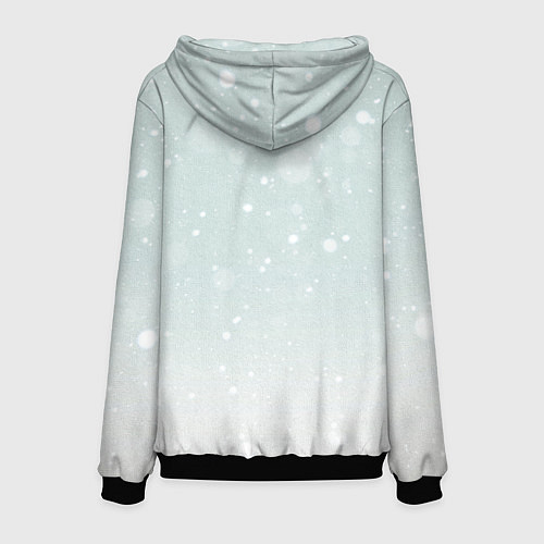 Мужская толстовка Дракон у наряженной ёлки и заяц беляк / 3D-Черный – фото 2