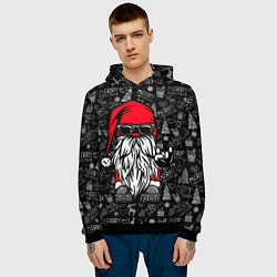 Толстовка-худи мужская Санта Клаус гном, цвет: 3D-черный — фото 2
