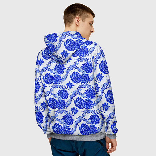 Мужская толстовка Гжель классика / 3D-Меланж – фото 4