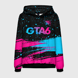 Толстовка-худи мужская GTA6 - neon gradient посередине, цвет: 3D-черный