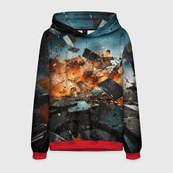 Толстовка-худи мужская Взрыв плит абстракция, цвет: 3D-красный