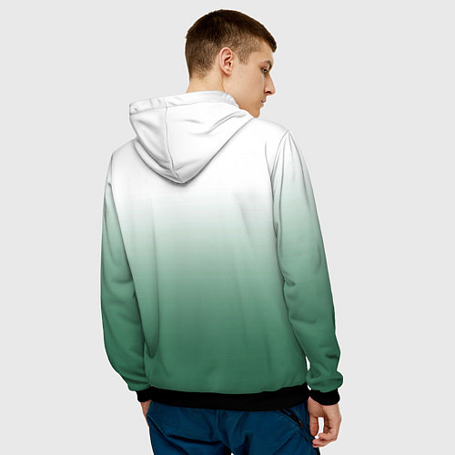 Мужская толстовка Туманный градиент бело-зелёный / 3D-Черный – фото 4