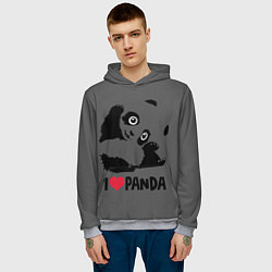 Толстовка-худи мужская Я люблю панду, цвет: 3D-меланж — фото 2