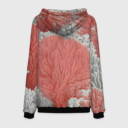 Мужская толстовка Красные и белые кораллы / 3D-Черный – фото 2