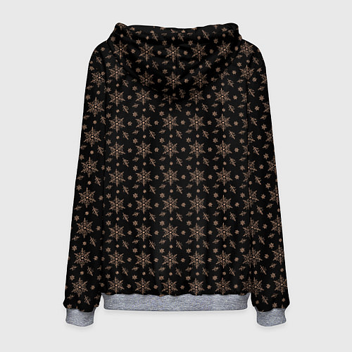 Мужская толстовка Узор из персиковых снежинок на черном / 3D-Меланж – фото 2