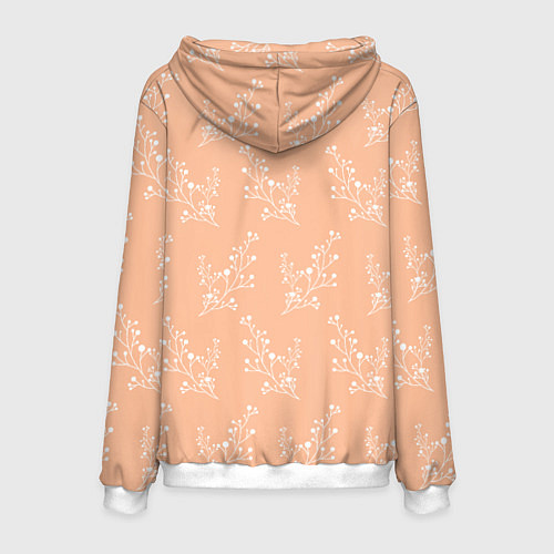 Мужская толстовка Белые ветки на персиковом фоне / 3D-Белый – фото 2