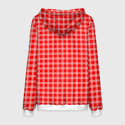 Мужская толстовка Красно-белый клетчатый / 3D-Белый – фото 2