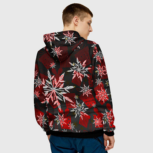 Мужская толстовка Рождественские снежинки / 3D-Черный – фото 4
